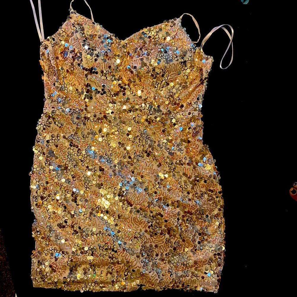 City Studio Gold sequins dress brand new